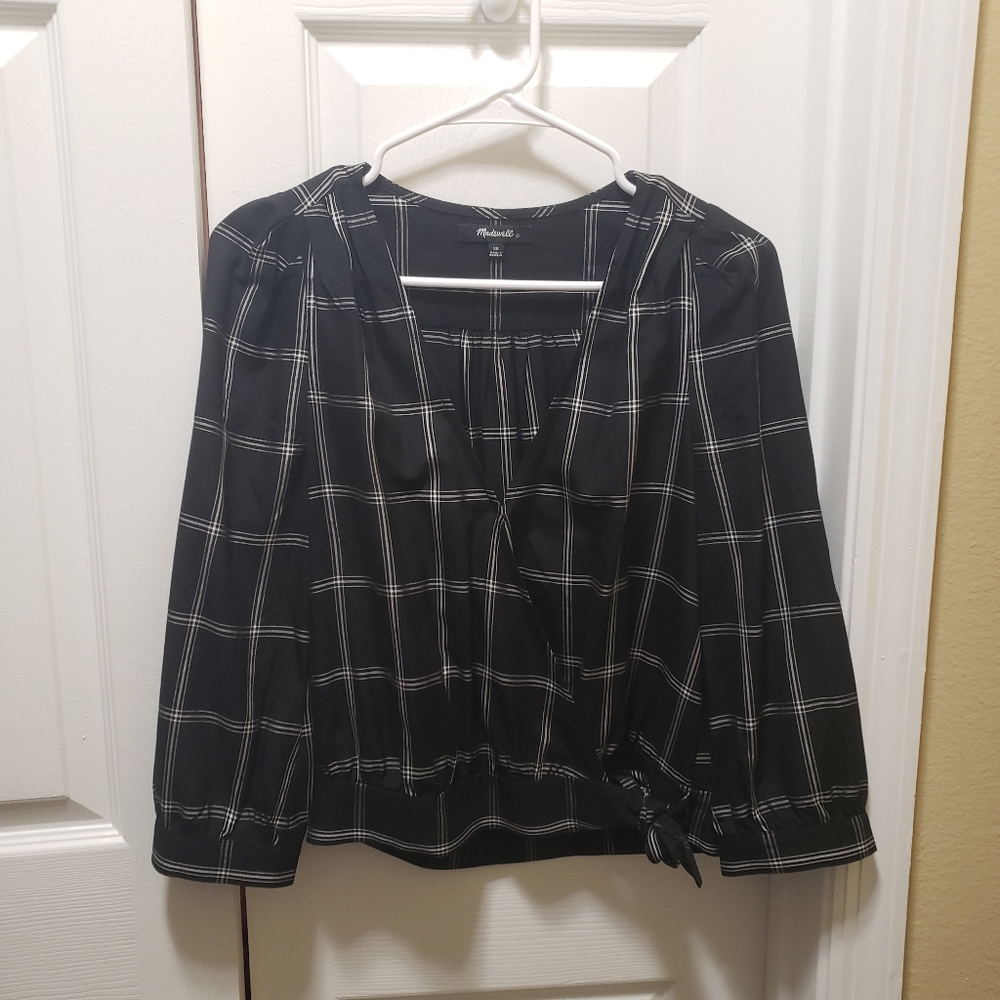 MADEWELL Wrap Top Windowpane Size XS